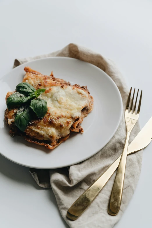 this meal has lasagna on it with vegetables