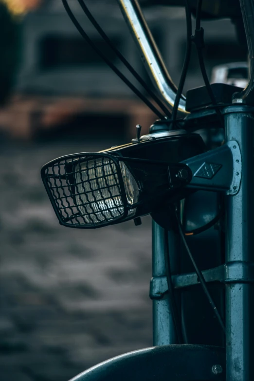 a bike light that is hanging off the side