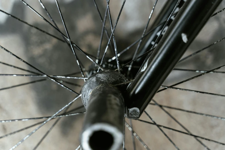 the spokes on the front wheel of a bicycle