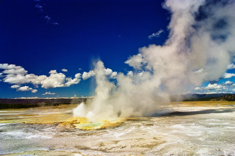 the geyser is very spewing in the air