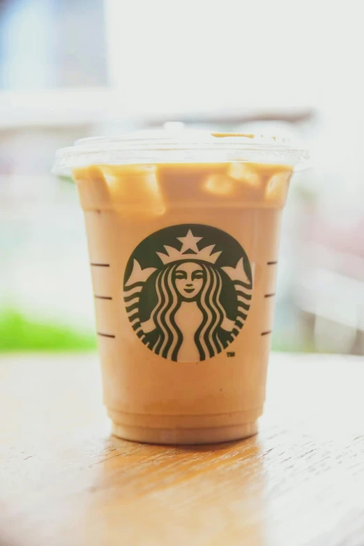 a cup of iced coffee with a starbucks logo