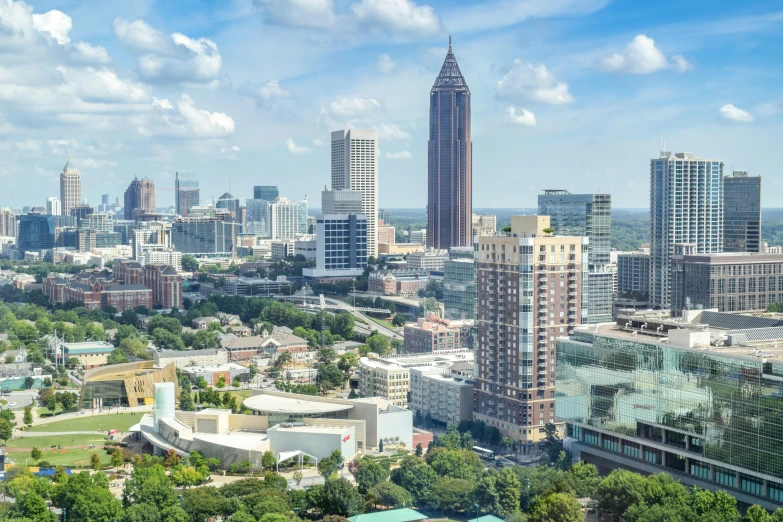 a view of the skyline from the top of an skyscr