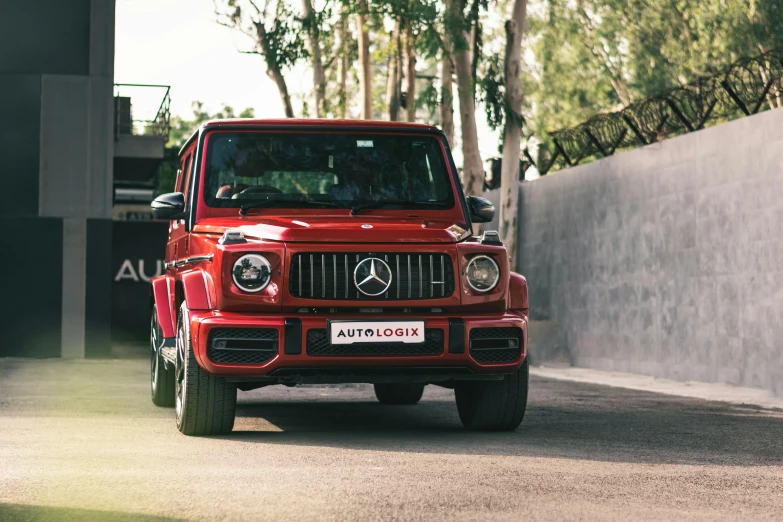 a mercedes truck parked on the side of the street