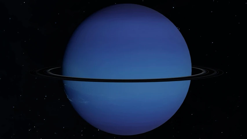 a blue saturn with an rings around it