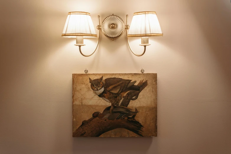 a lamp on the wall in a room