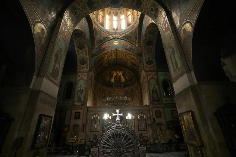 an artistic alter with its altar and vaulted ceiling