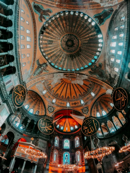 view looking up at the ceiling of a building