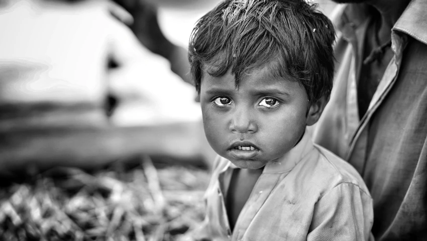 a black and white po of a little boy