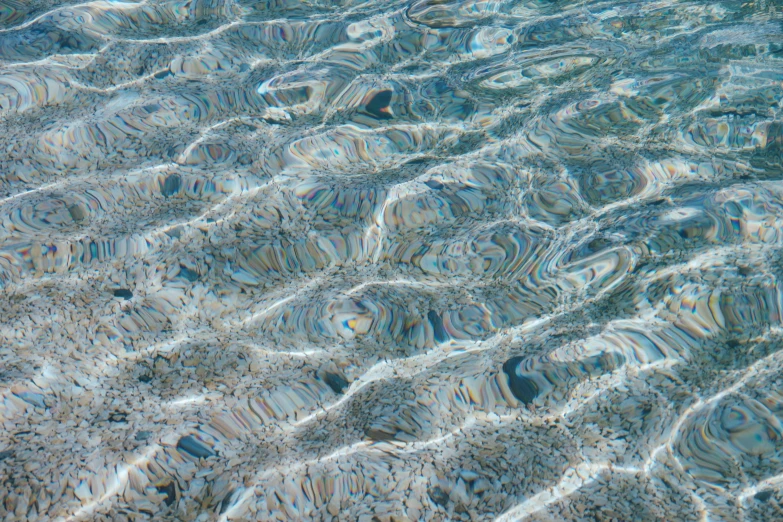 closeup of water in a shallow river with ripples