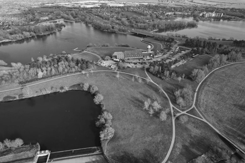 a black and white po of a lake