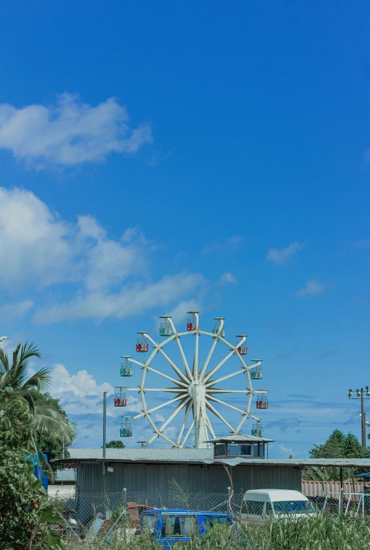 there is a ferris wheel in the middle of a field