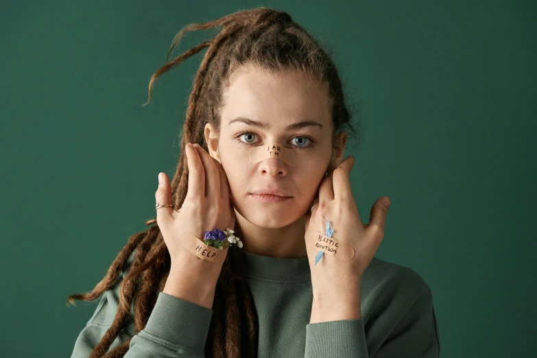 woman with ids wearing a ring and ring of her own