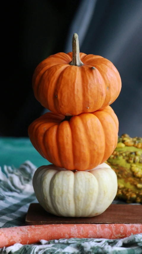 three pieces of white pumpkin sit on top of each other