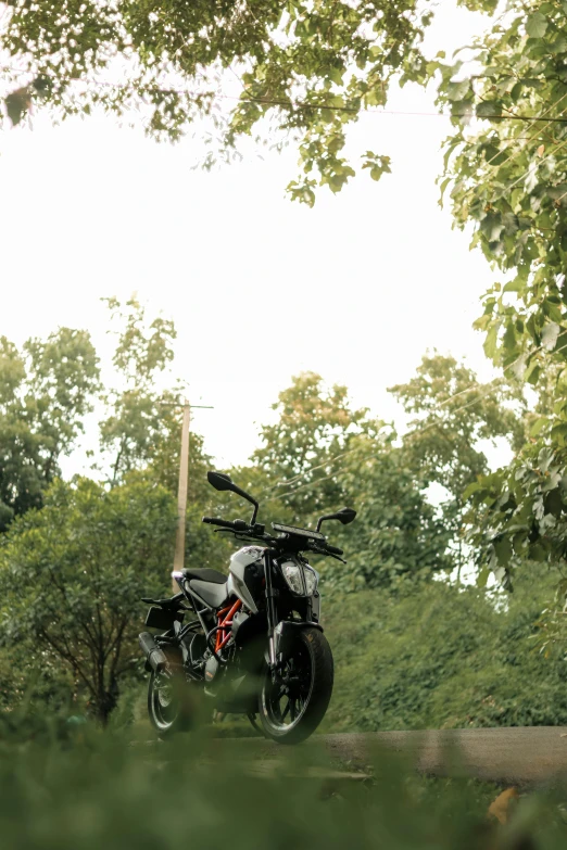 an exotic motorcycle parked on a city street