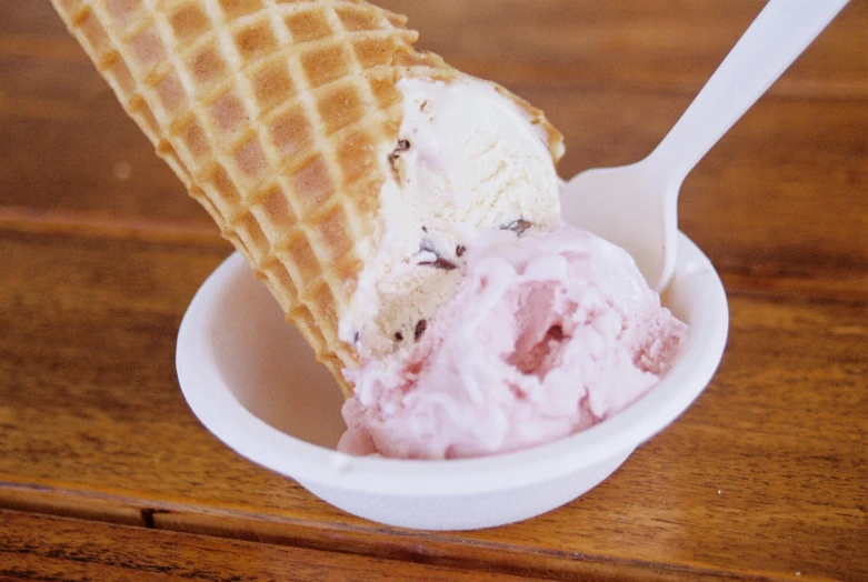 a scoop of ice cream in a bowl