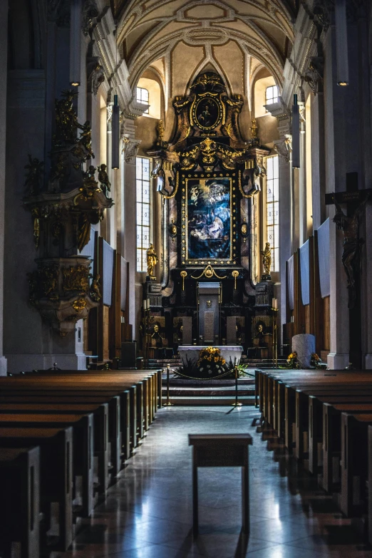 an empty church with no people at it