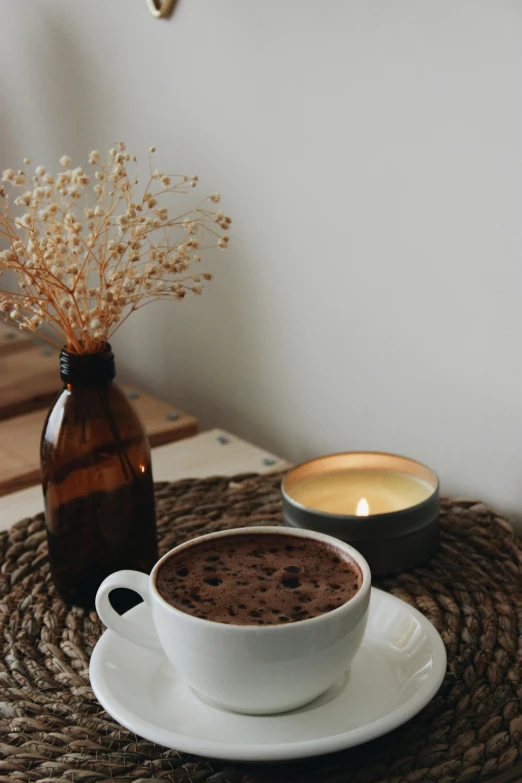 two coffees on top of a round table