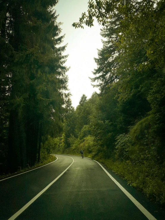 the view from inside a bus as it travels down the road