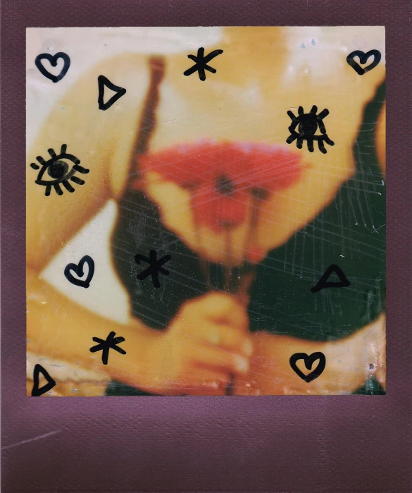 altered pograph showing female playing card with flowers