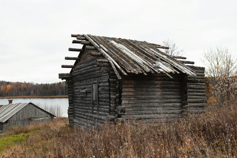 an old building is out in the field