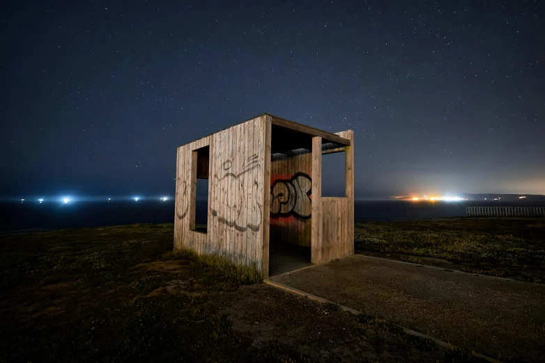 some type of outhouse that is on the ground