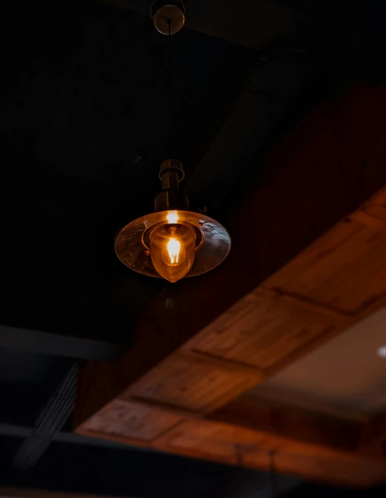 an old fashioned light bulb on a ceiling