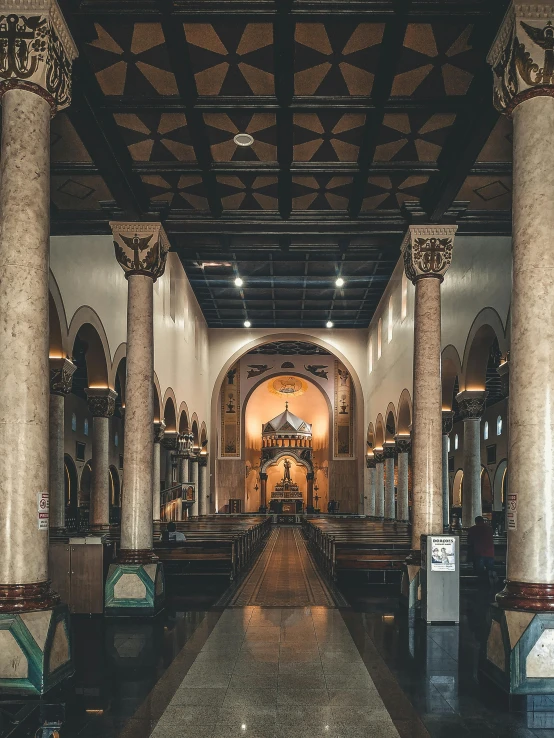 the columns and ceiling of this church are intricate