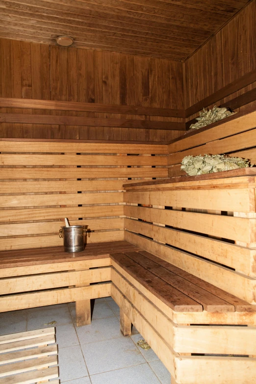 this is some sort of wooden room that could be used as a sauna