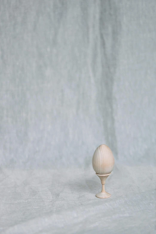 a wooden egg on a white background