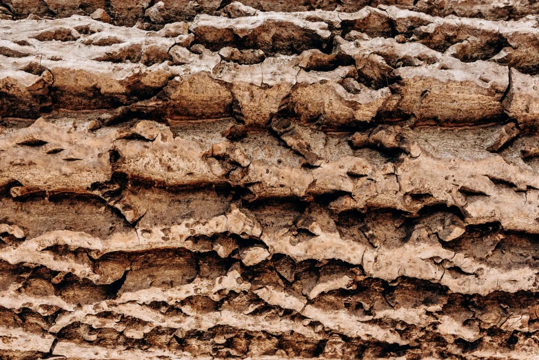 an image of a stone wall made of clay