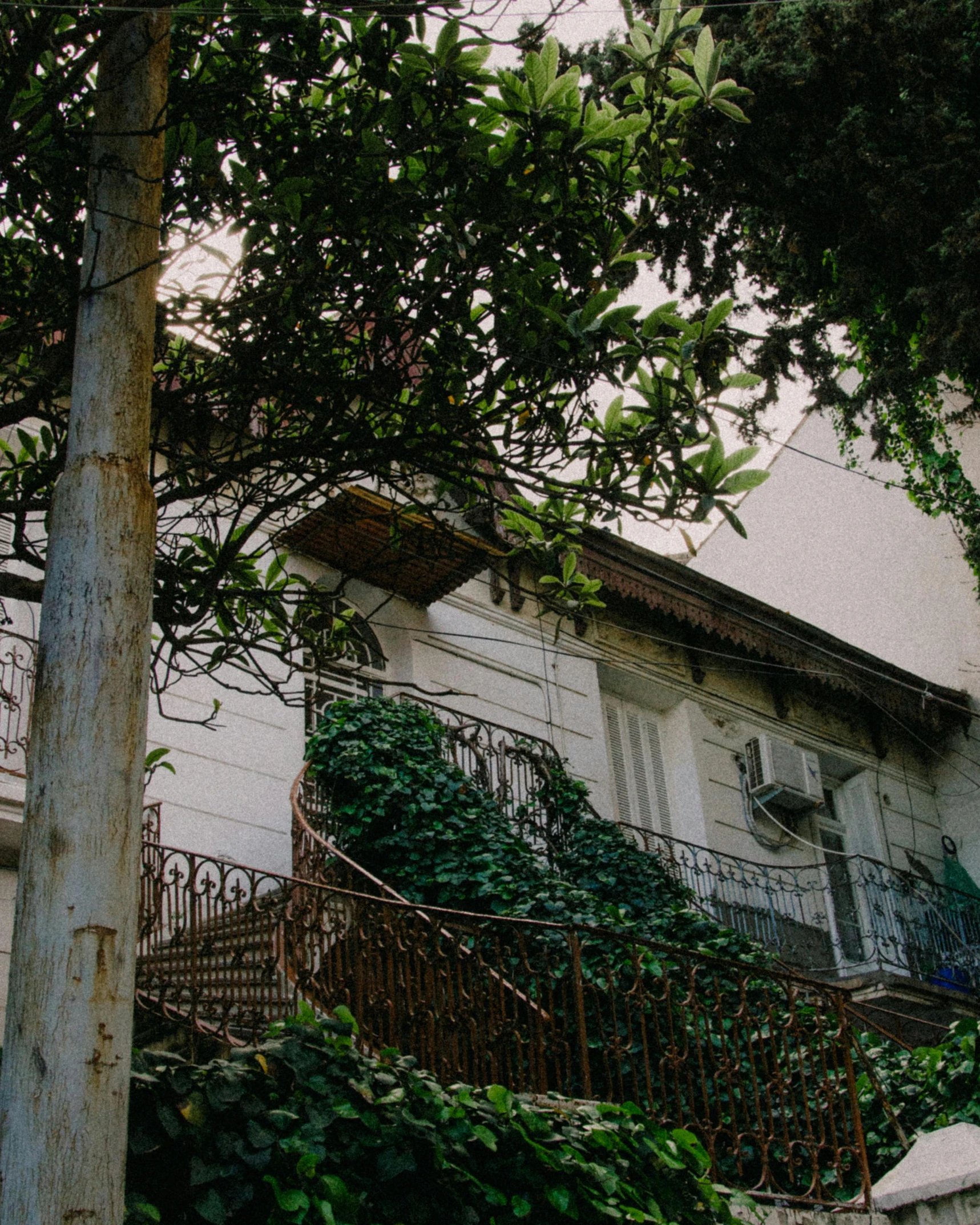 a view of the stairs leading up to the top of a building