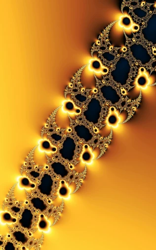 golden background with dots and a black circle