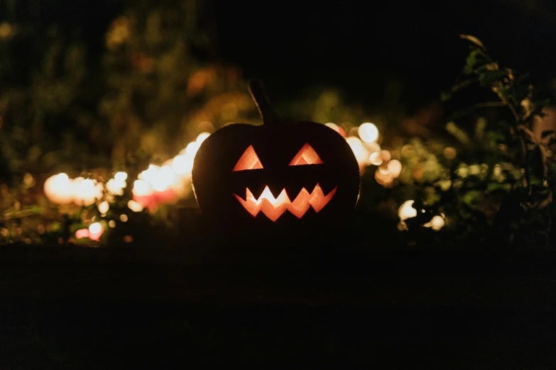 an halloween pumpkin lite by candles in the dark