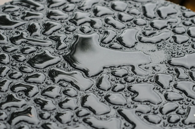 a close up of water droplets on a circular surface