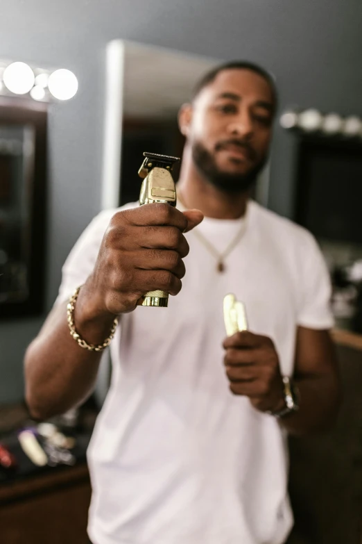 a man holding up his lighter looking at the camera