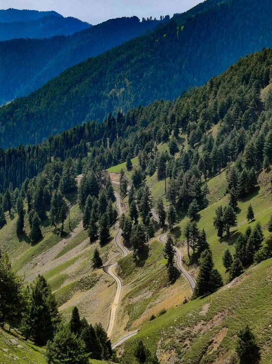 view of a wooded mountain range near a river