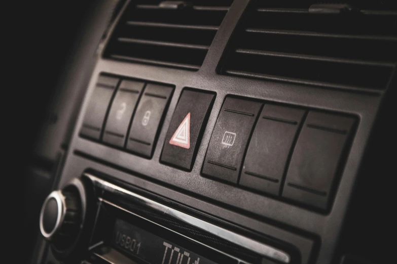 a close up view of the control panel in a vehicle