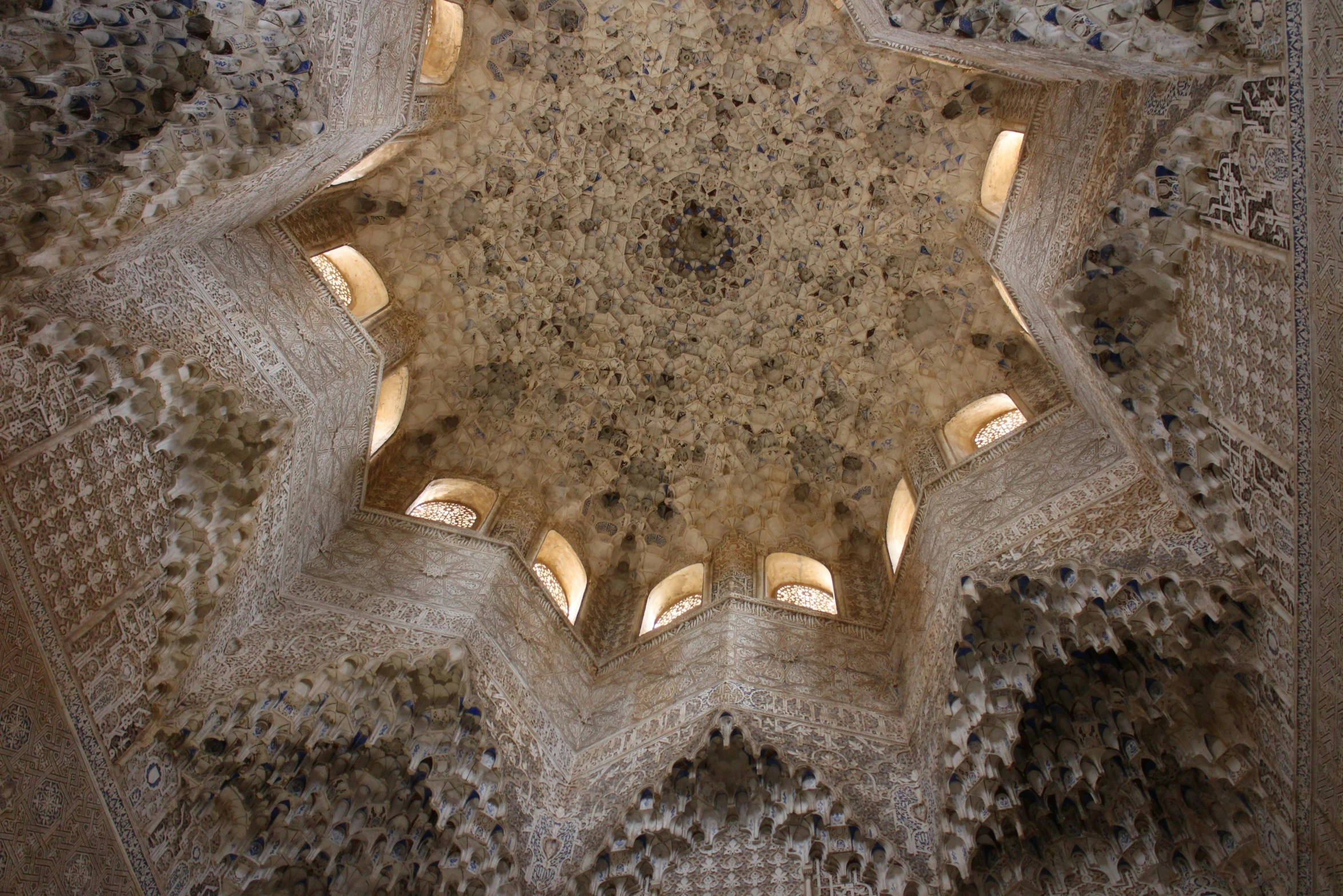 view from below looking down at the ceiling inside