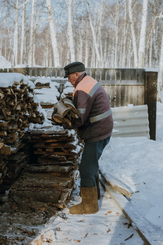 a man using a bench to cut logs