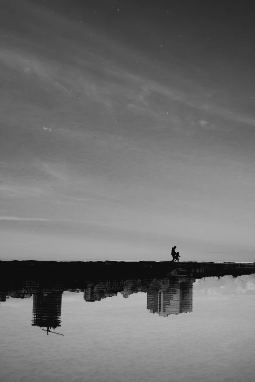 some people on a bridge in the water