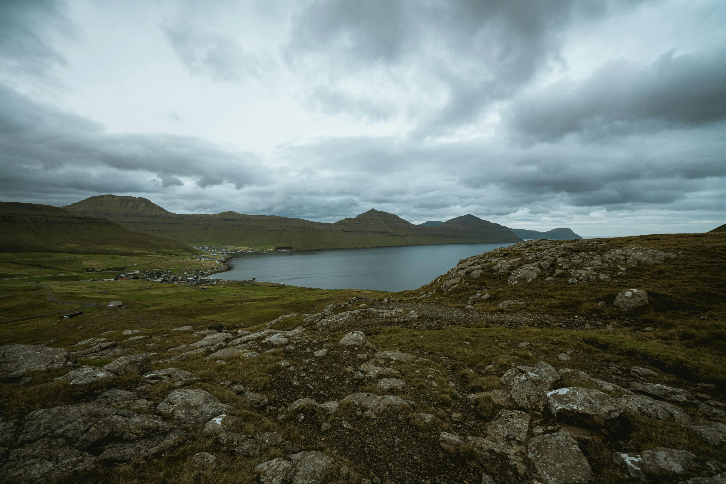 a lone sheep stands alone on a rocky terrain