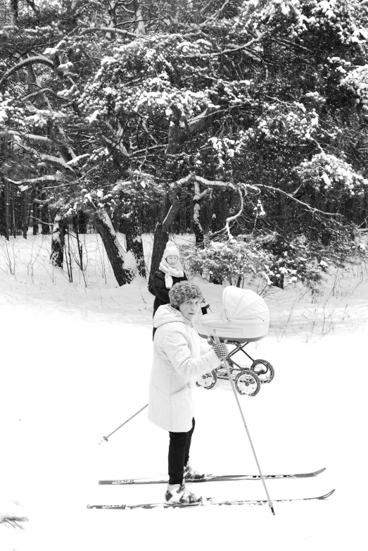 black and white po of person cross country skiing in the snow