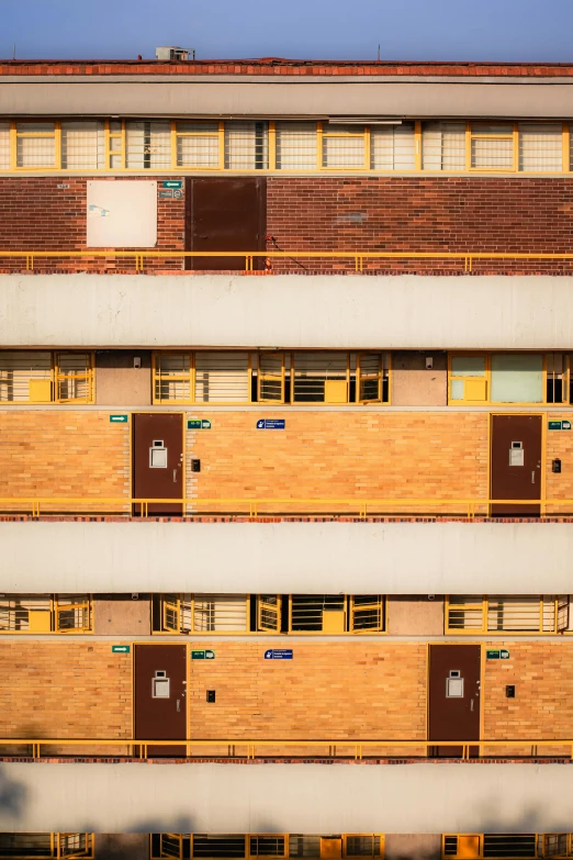 the outside of a building with many doors and windows