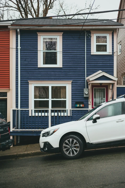 an automobile parked on the side of a street