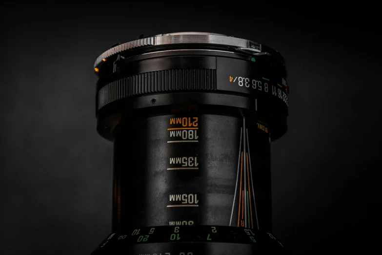 a close up of the lens in a black background