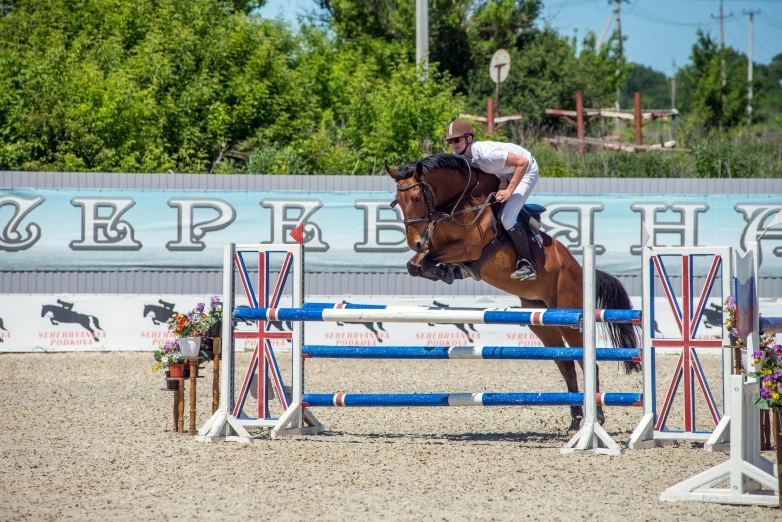 a person that is jumping their horse over an obstacle