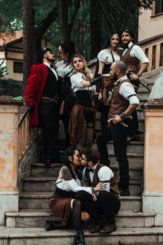 a group of young women dressed in different costumes and sizes