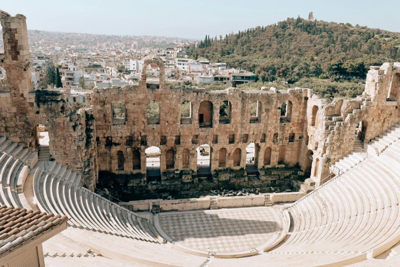 the remains of the ancient amphit of an ancient greek city