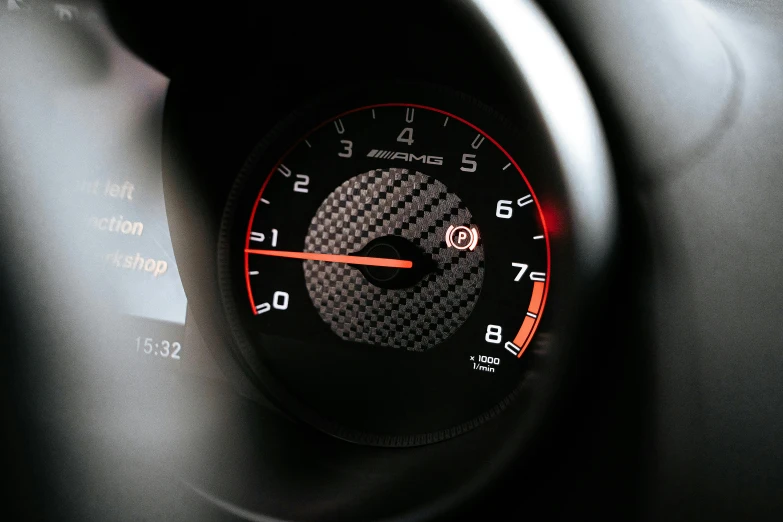 the gauges on a motor vehicle's dashboard are red