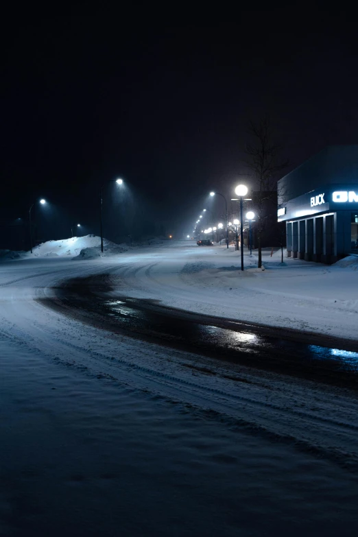 a road that is lined with light poles